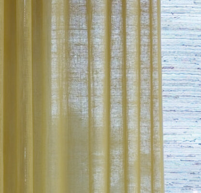 Calyz Yellow 100% Linen Gauze Curtain - Image 2